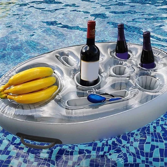 Inflatable Floating Row Swimming Pool Float Food Beer Tray Pool Air Mattress Water Food Drink Holder Summer Party Swimming Ring